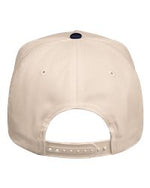 Rearview (snapback) view of a beige trucker cap.