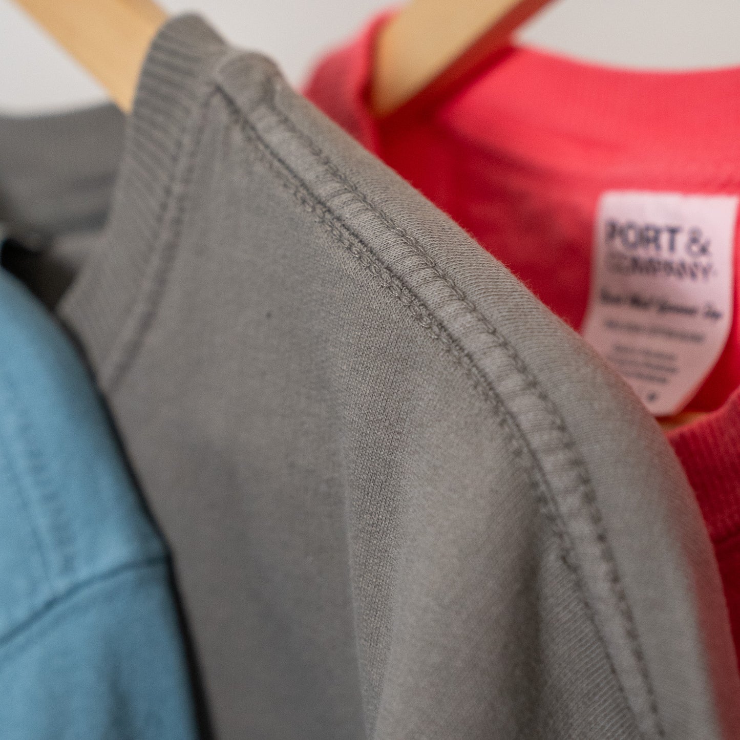 Back view showing the plain design and relaxed fit of the crewneck sweatshirt  