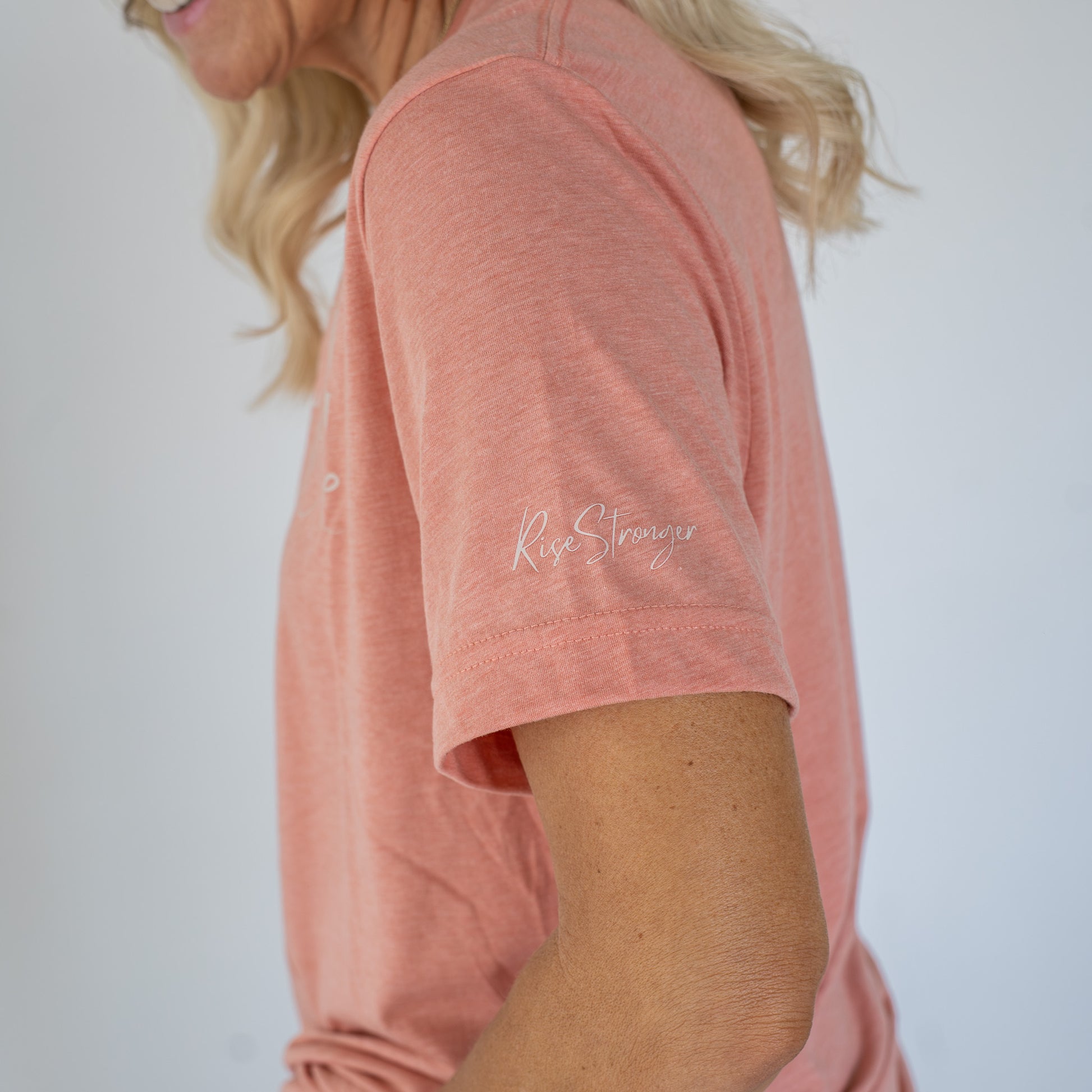 Close-up detail of soft fabric texture on the Amazing Grace Christian women’s t-shirt  