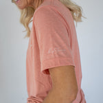 Close-up detail of soft fabric texture on the Amazing Grace Christian women’s t-shirt  