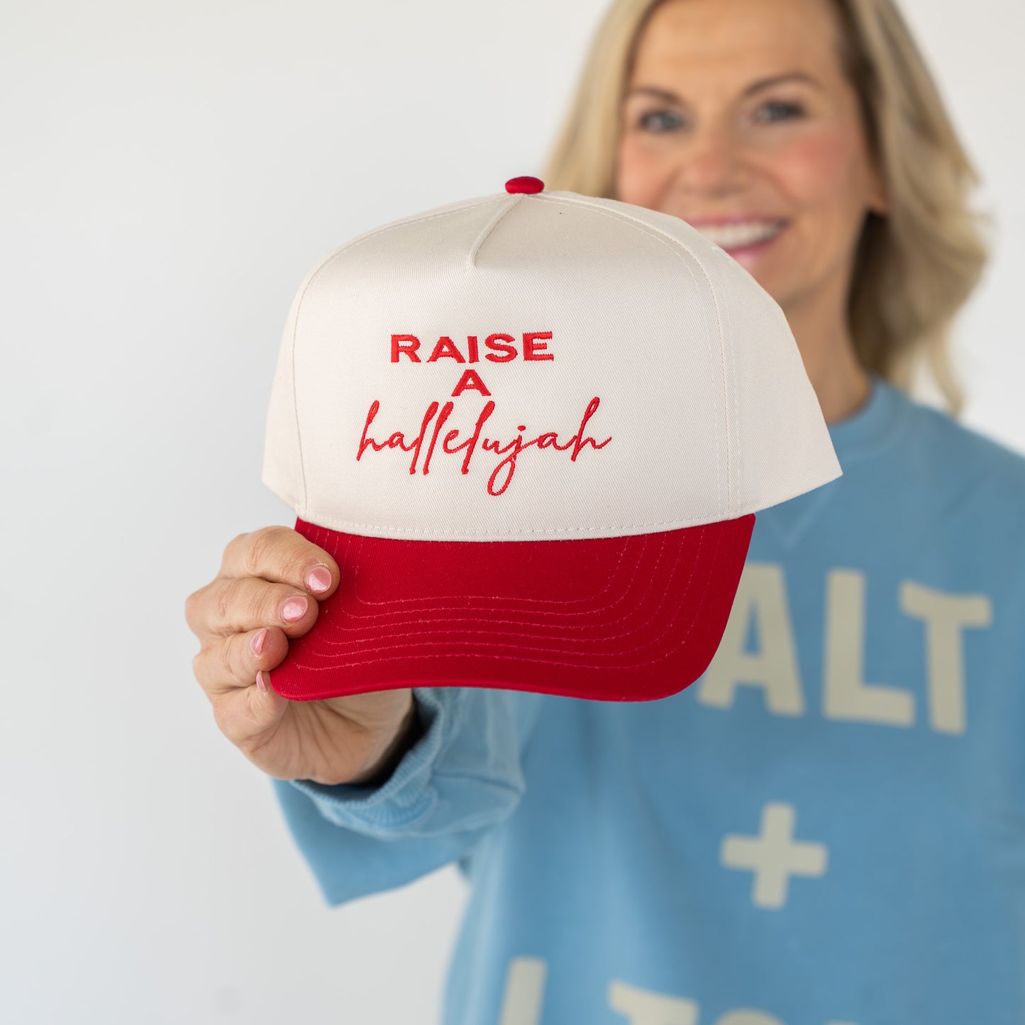 Adjustable back strap of Raise a Hallelujah cap showcasing durable buckle closure  