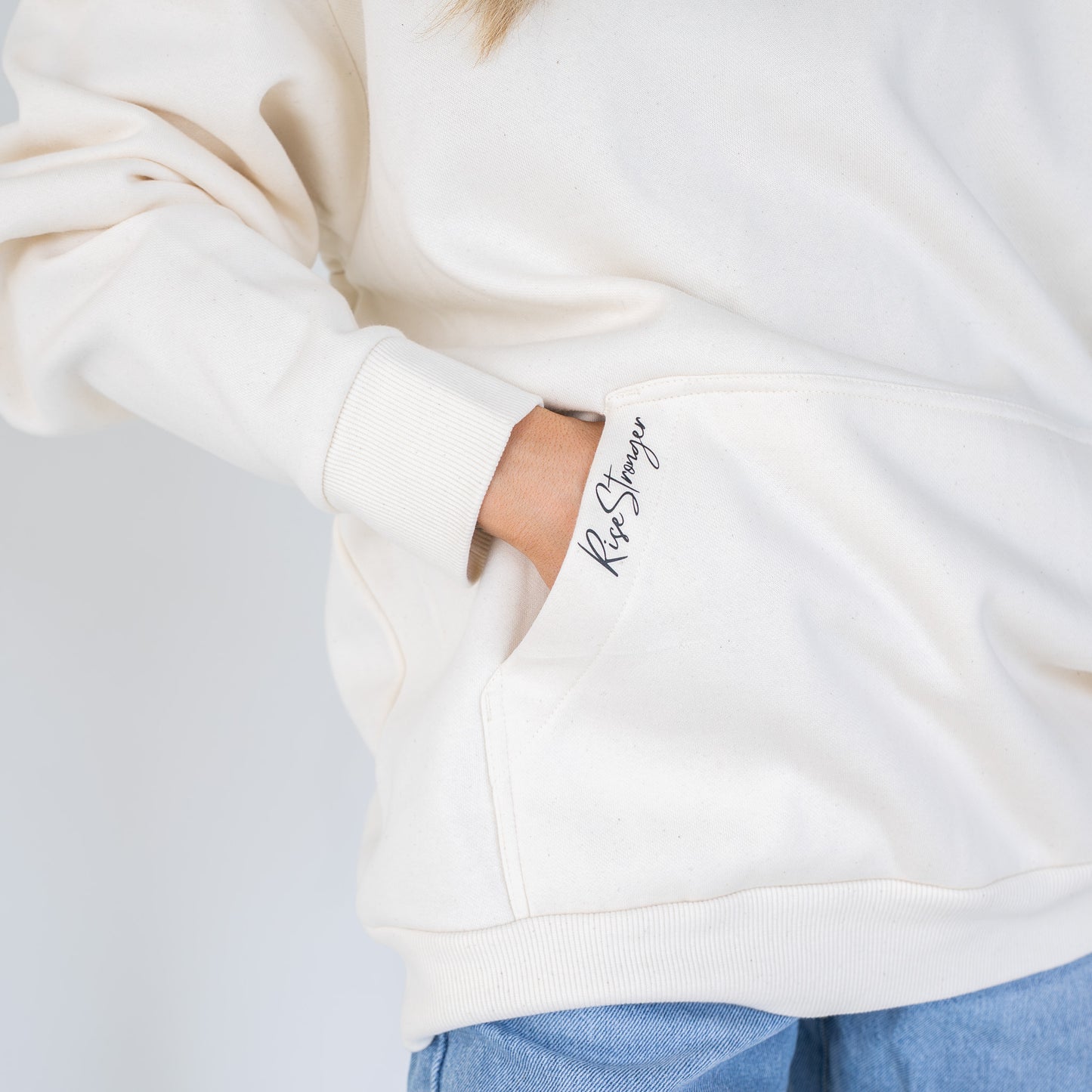 Front view of durable hoodie featuring bold faith-based message  