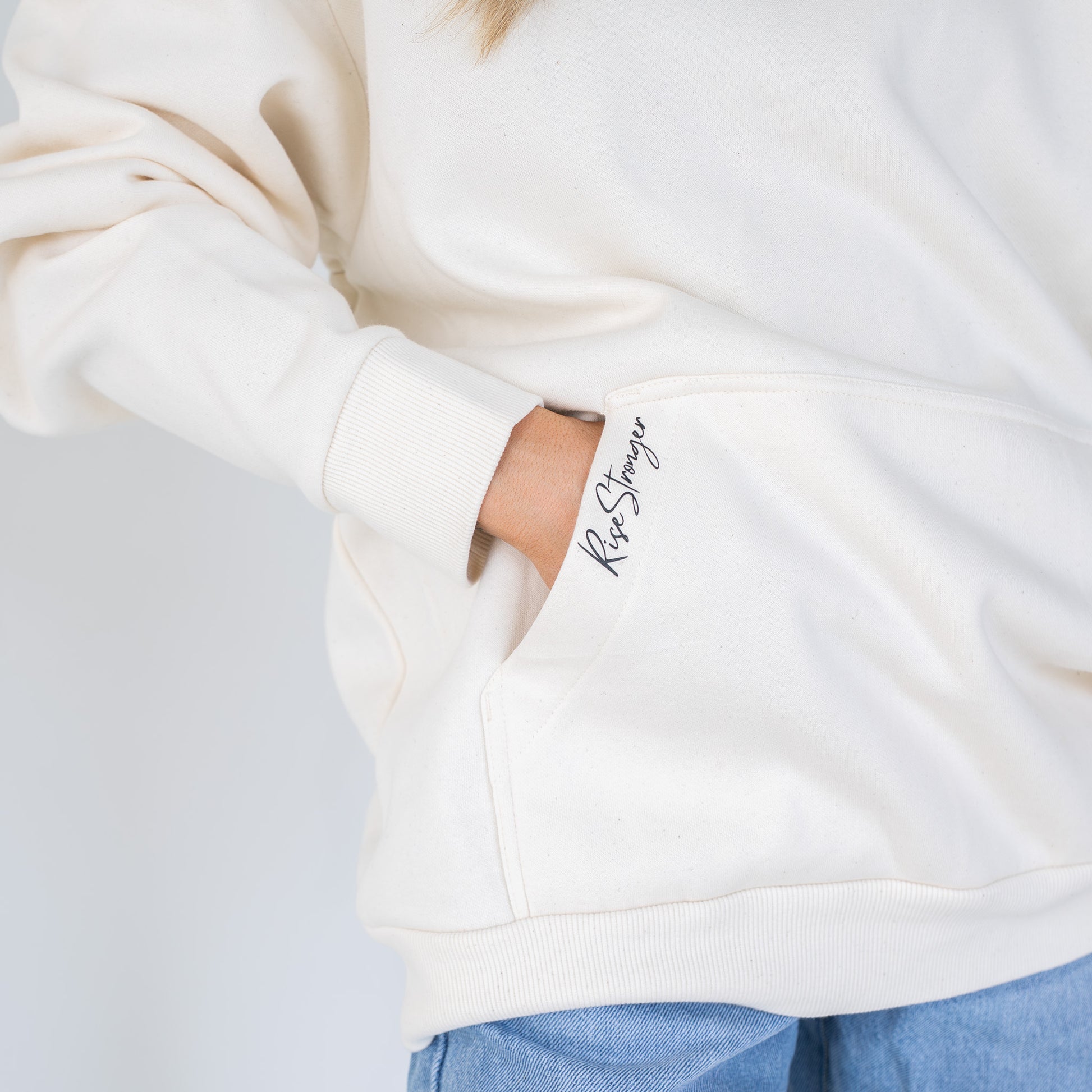 Front view of durable hoodie featuring bold faith-based message  
