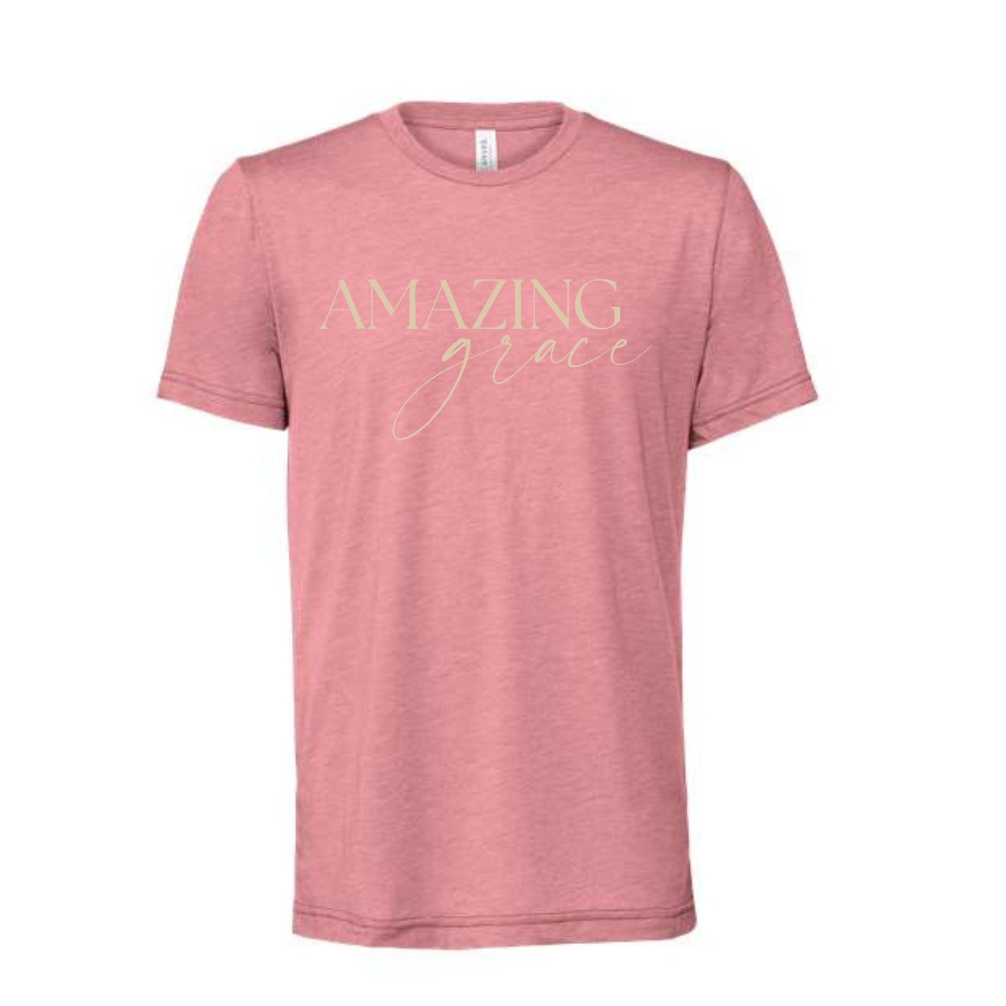 Orchid colored Bella + Canvas t-shirt with 'Amazing Grace' text 