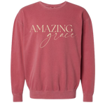 Amazing Grace crew with a crimson and cream color combination