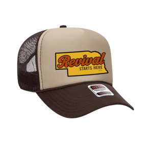 Revival Starts Here NEBRASKA – Foam Christian Trucker Hat