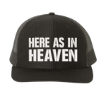 Black cap with 'HERE AS IN HEAVEN' text 