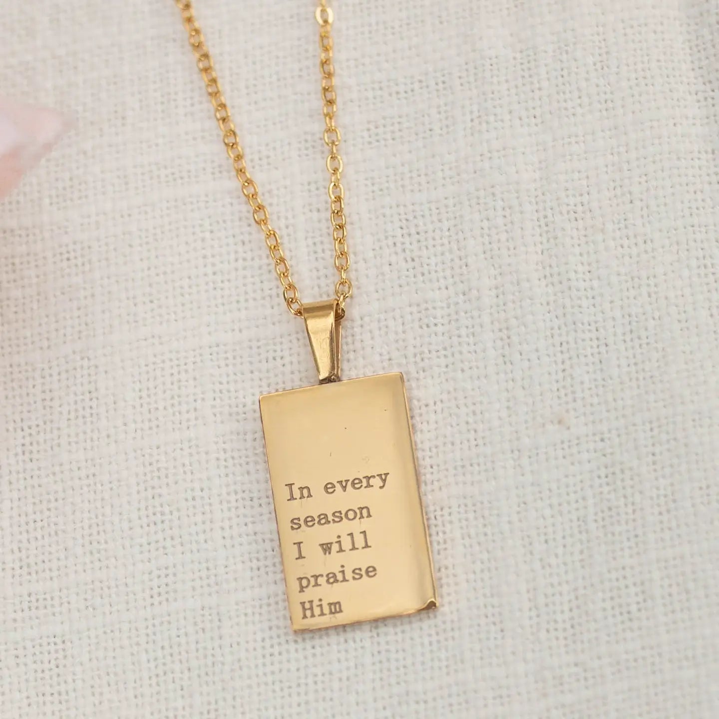 Elegant Christian necklace for women – In Every Season I Will Praise Him