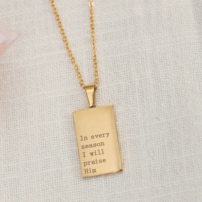 Elegant Christian necklace for women – In Every Season I Will Praise Him