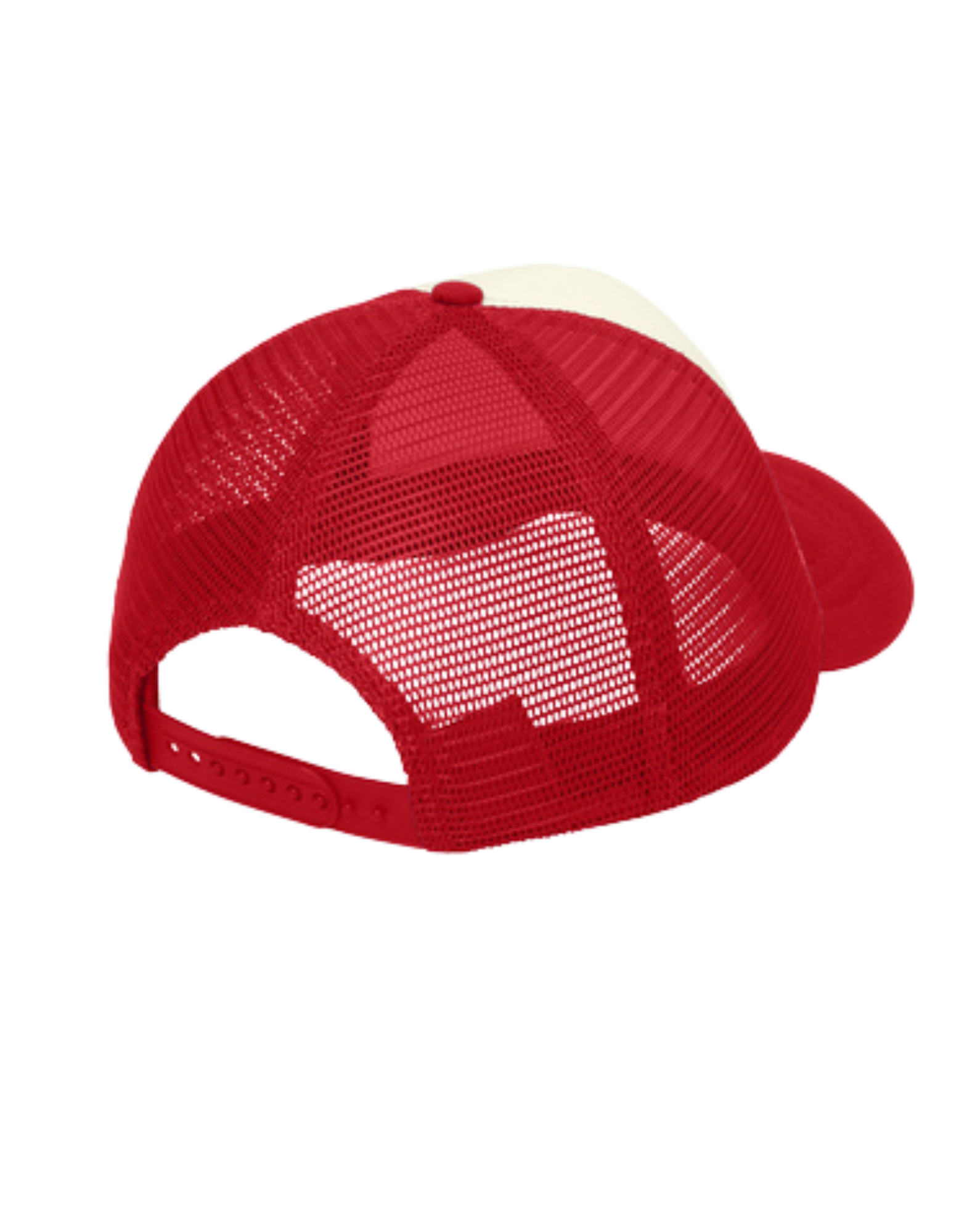 Red mesh cap with white front panel.