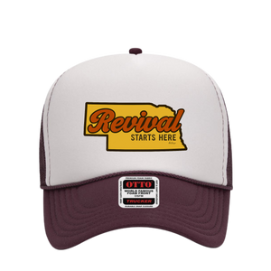 Revival Starts Here NEBRASKA – Foam Christian Trucker Hat