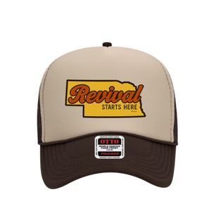 Revival Starts Here NEBRASKA – Foam Christian Trucker Hat