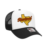 Black and white trucker hat with Texas design and 'Revival Starts Here' 