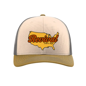 Revival Starts Here USA – Classic Christian Mesh Back Trucker Hat
