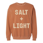 Yam colored 'SALT + LIGHT' crewneck sweatshirt.