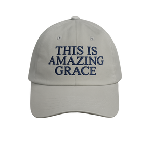 Grey Christian cap with THIS IS AMAZING GRACE embroidered on the front.